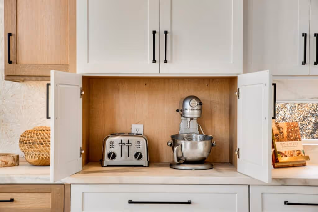 Home office with a built-in desk