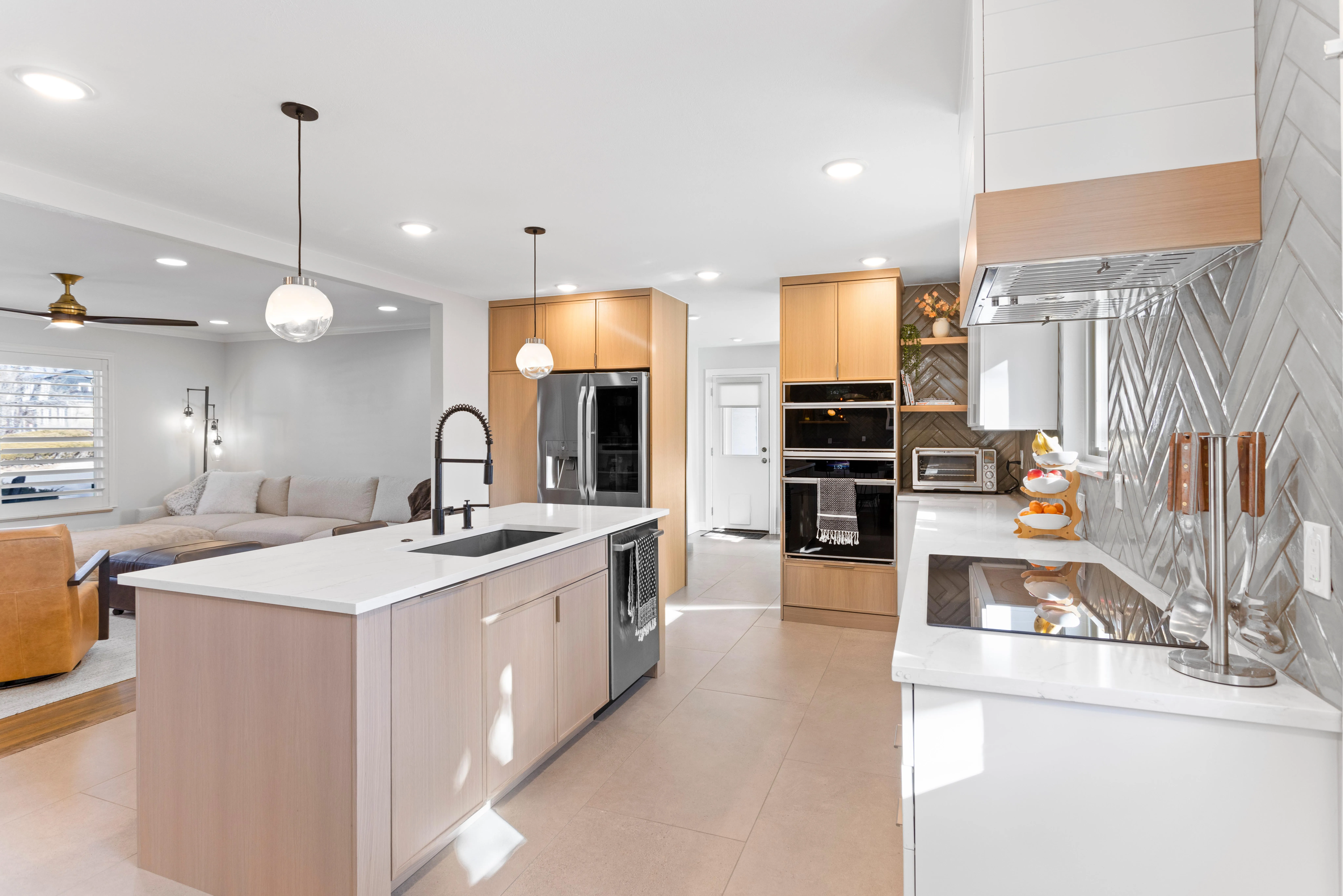 Modern kitchen featuring sleek

