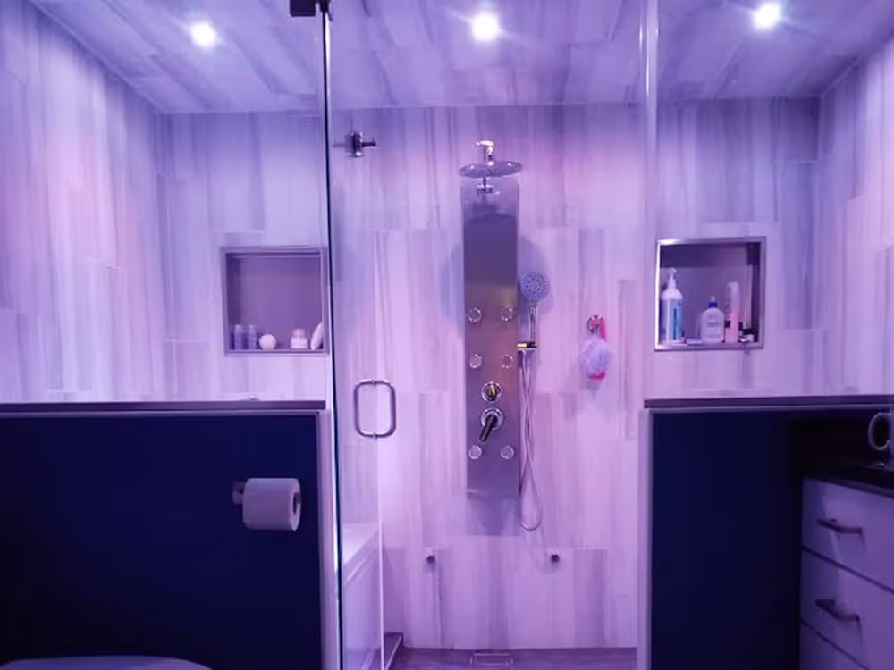 Modern bathroom with a floating vanity